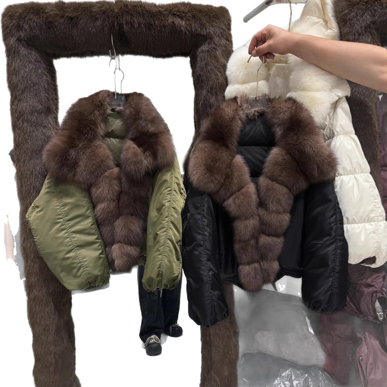 real fur coat 2025 Janveny Big Natural Fox Fur Coat Women 2025 Autumn Winter Female Parkas 90% White Duck Down Jacket Feather Short Puffer Coat