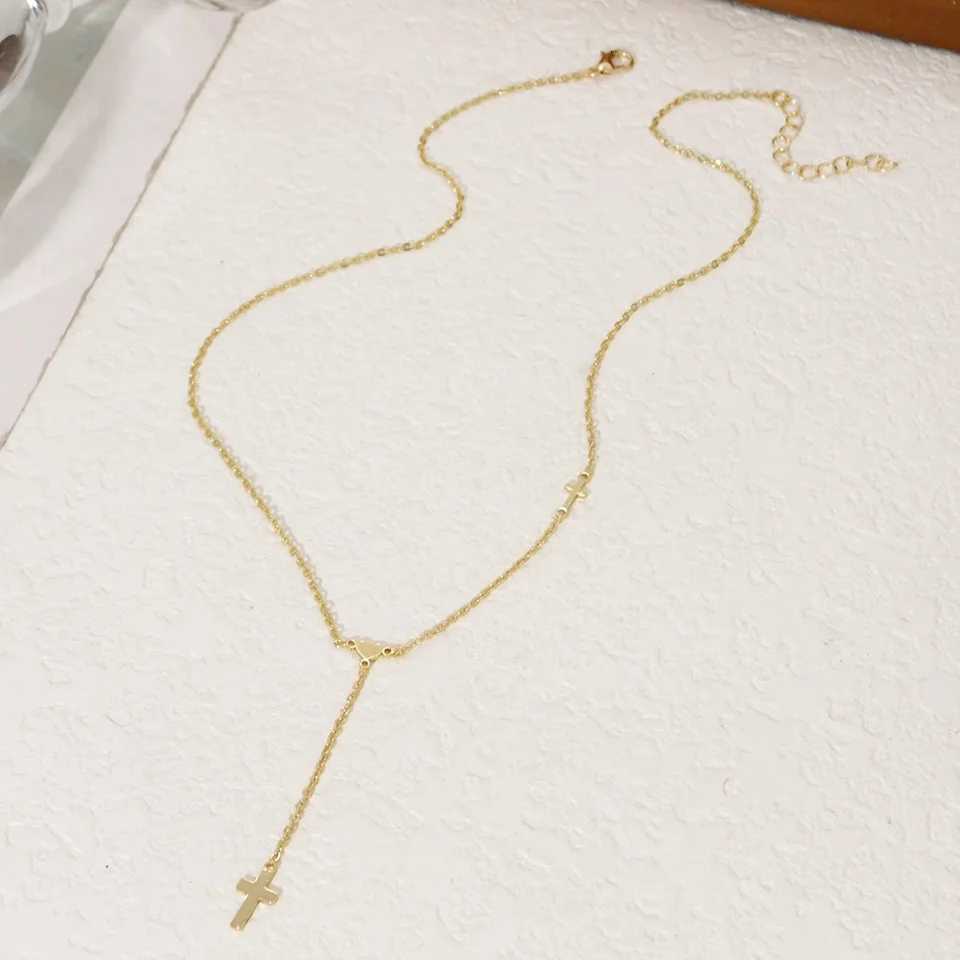 DGIDDK Simple Mini Heart Cross Pendant Stainl Steel Chain Y She Womens Necklace Party Fashion Jewelry AccoriesXJ251024