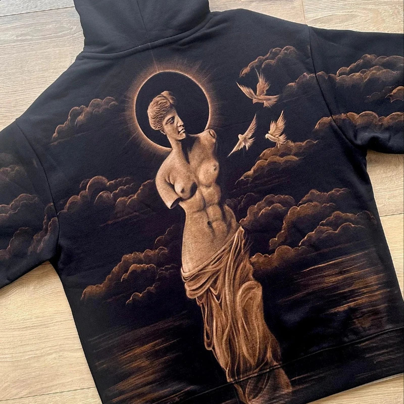 Sunbulached Creative Graffiti Unisex Casual Hoodie Y2K Gothic Harajuku Sweatshirt Retro Mythical Graphics Hip Hop Street 251018