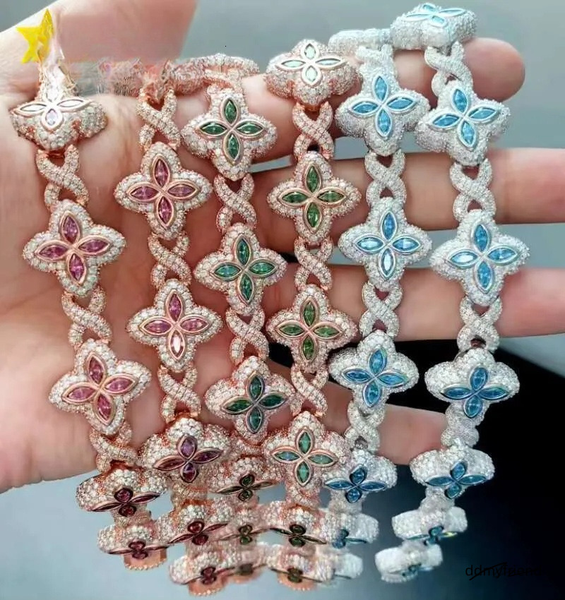 Best Selling Hip Hop Rapper Clover Bracelets Sterling Sier VVS Moissanite Infinity Cuban Link Bracelet Fine Jewelry Ddmyfriend