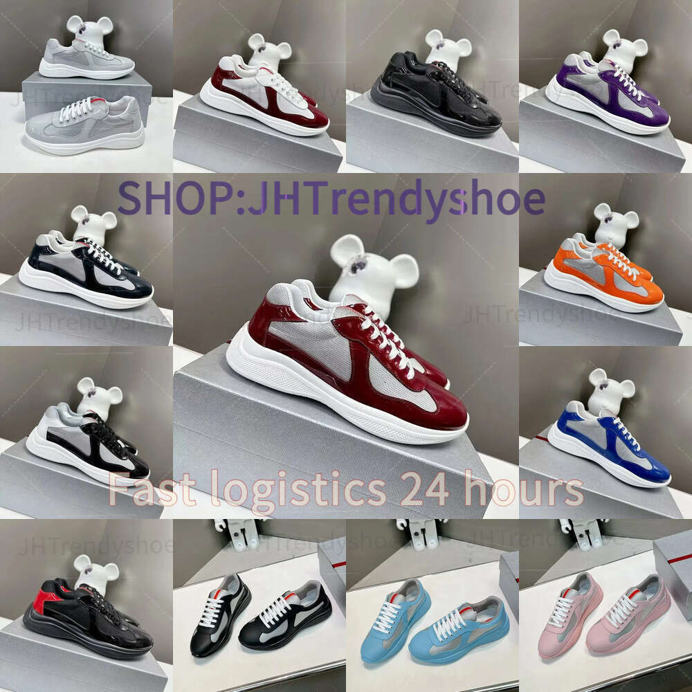 2025 Designer Sneakers Mens womens cup classic casual running bright leather nylon outdoor trainers White black green yellow fashion Sports Trainer shoes