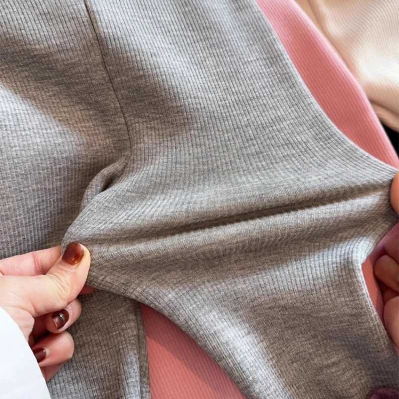2025 Girls Fleece Lined Pants Winter Warm Korean Style Fashion Heart Tights for Baby Toddler Leggings TrousersT251024