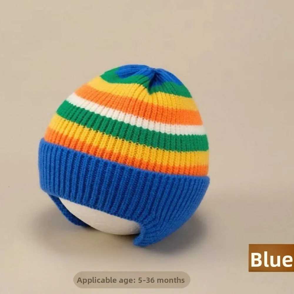 Baby Hat MINISO Thickened Warm Earmuff Hat Baby Knitted Wool Hat Winter Outdoor Warm Cap Newborn Baby Halloween Birthday GiftL251024