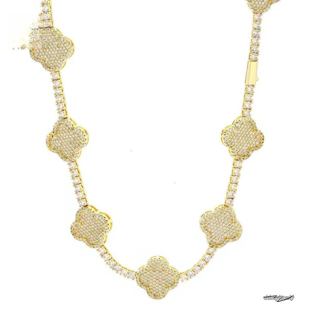 Iced Out Tennis Chain Micro Pave Cubic Moissanite Necklace: Wholesale Bling Dia Hip Hop Jewelry For Women Party Gift Ddmylovely
