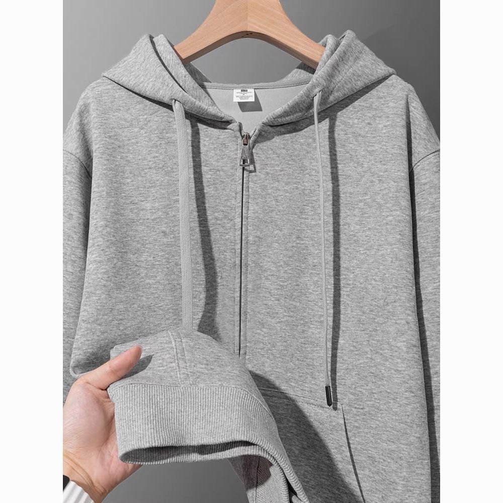 American Designer Hoodie Jacket Tracksuit Men Polo Veste Coat Style Casual! Heavy Zipper Cardigan Hooded Sweatshirt Solid Color Loose Versatile Casual