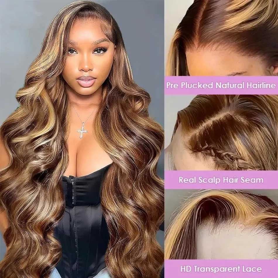 13X6 Hd Lace Frontal Wig Highlight Wig Human Hair 427 Body Wave Human Hair Wigs Brazilian Hair P1B30 Lace Front Wigs 250 Density W251023
