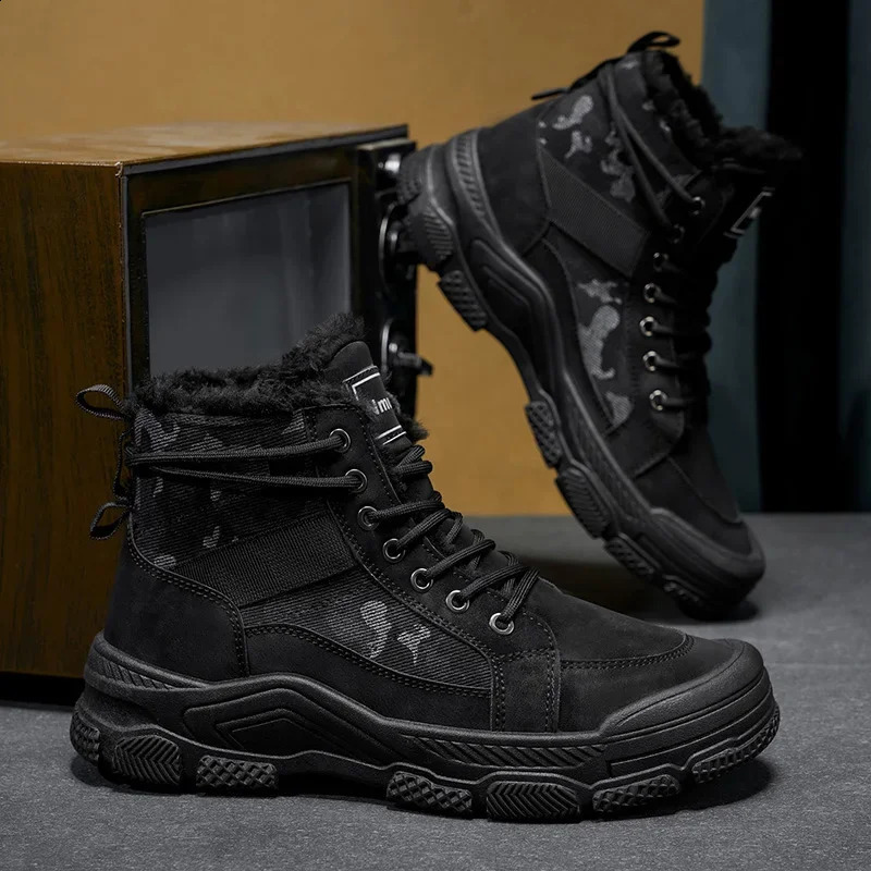 Winter Comfortable and Fashionable Trend Warm and Plush Casual Versatile Sports Anti Slip Mens Short Boots 251023