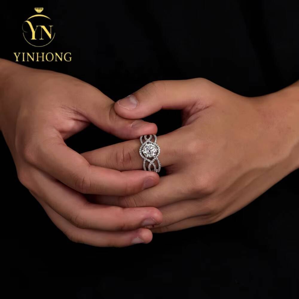 White Moissanite Men and Women Style Luxury Jewelry 925 Sterling Silver Wedding Rings