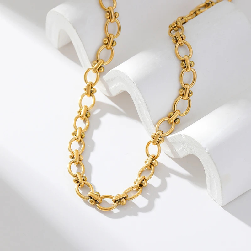 EILIECK 316L Stainless Steel Metal Chain Necklace For Women Fashion 18K Gold Plated Neck Chain Waterproof Jewelry Lady Gift 251016