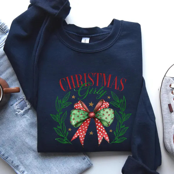 Tailored Female Xmas Outfit Cozy Long Sleeves Apparel Showcasing Jolly Old St Nick