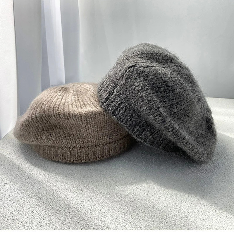Oversized Wool Knit Beret For Big Head Stretchable Painter Cap Large Size Flattering Slouchy Plain Hat for Women Multiple Colors 251023