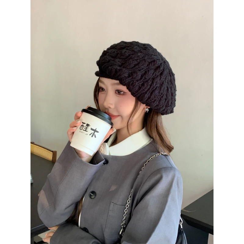 Womens AutumnWinter Versatile Beret Daily Wear Slouchy Knitted Hat 5660cm with Solid Color 251023