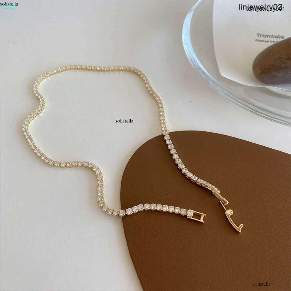 Tennis 2022 3mm Cubic Zircon buckle Necklace chocker gold plated clavicle chain necklace