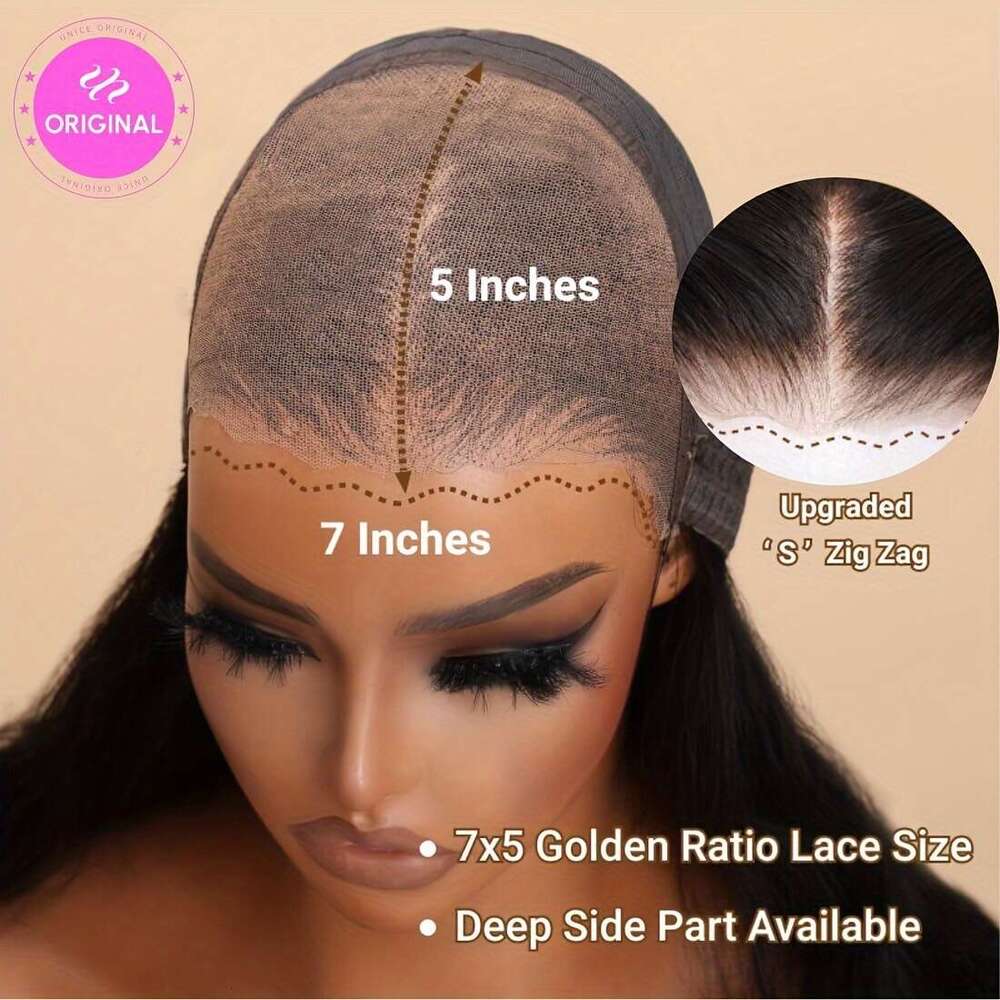 UNICE Water Wave Short Bob Human Hair 7x5 HD Cut Lace Bye Glueless Wigs Bleached Knots Pre Plucked Hairline Put on and Go Beginner Wig for Women