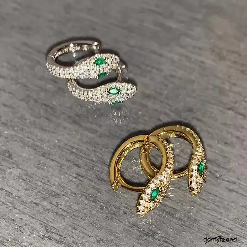 S Sterling Sier Serpentine Earrings For Women - Fashion Micro Zircon Inlaid Bright Hip Hop Style Ddmyfriend