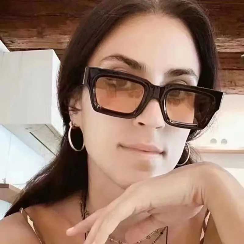 Trendy Small Thick Frame Square Sunglasses Men Women Ins Hot Brand Designer Sun Glasses Outdoor Shopping Beach UV400 HipsterT251024