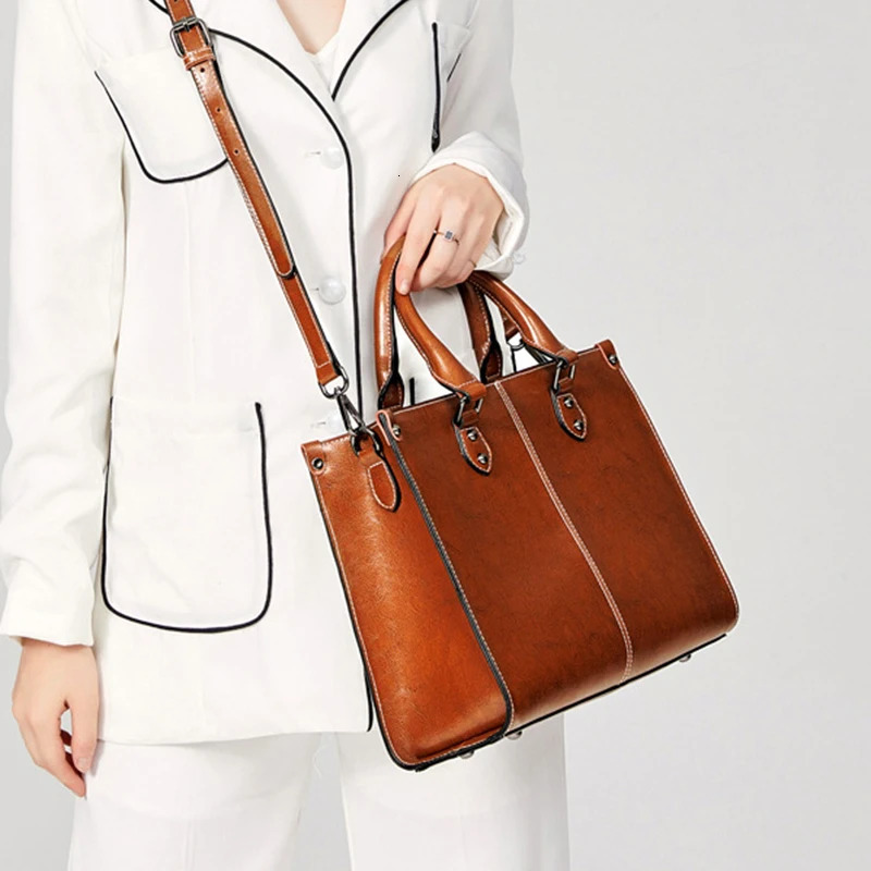 Women Handbag Cross body Shoulder Tote Bag Genuine Leather Shopping Fashion Office Female Real Cowhide Messenger Top Handle Bags 251023