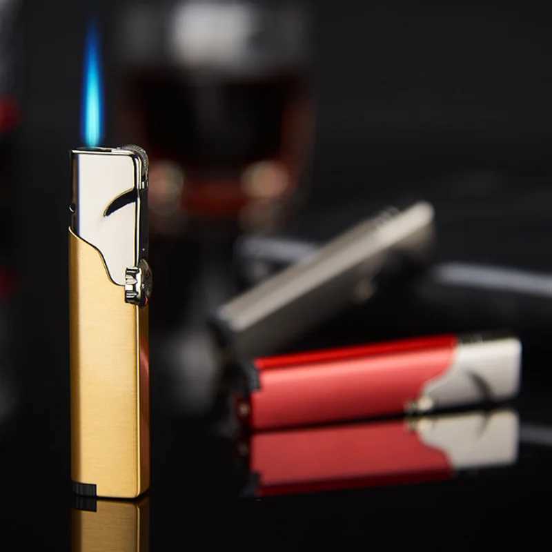 Metal Windproof Butane Gas Lighter Personality Rotary Switch Grinding Wheel Ignition Jet Flame Portable Smoke Accessories Gadget1 D251024