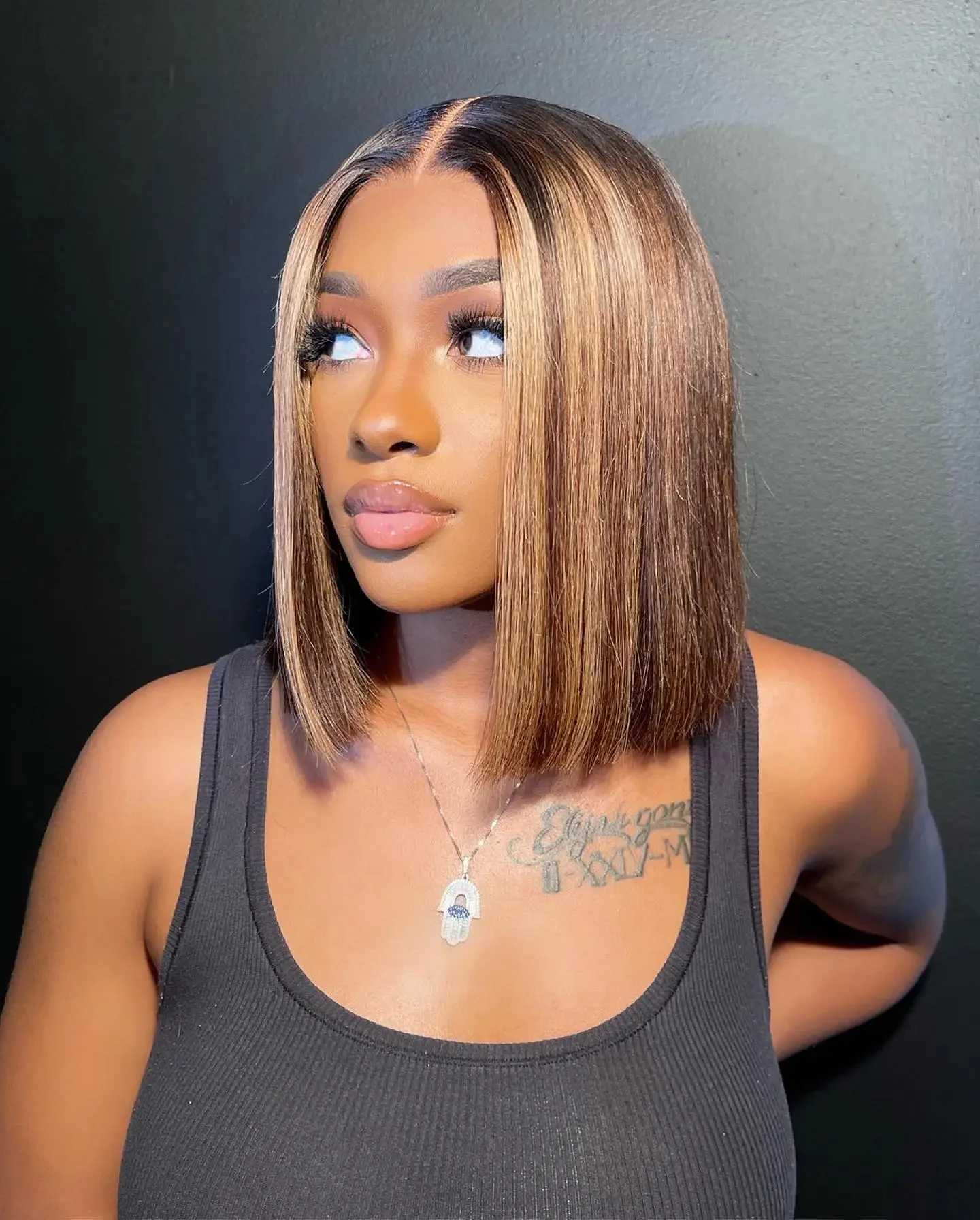 Bob Wig 13x4 Straight Remy Hair Ombre 427 Highlight Wigs Human HairTransparent Lace Front Human Hair Wig For Black Women W251023