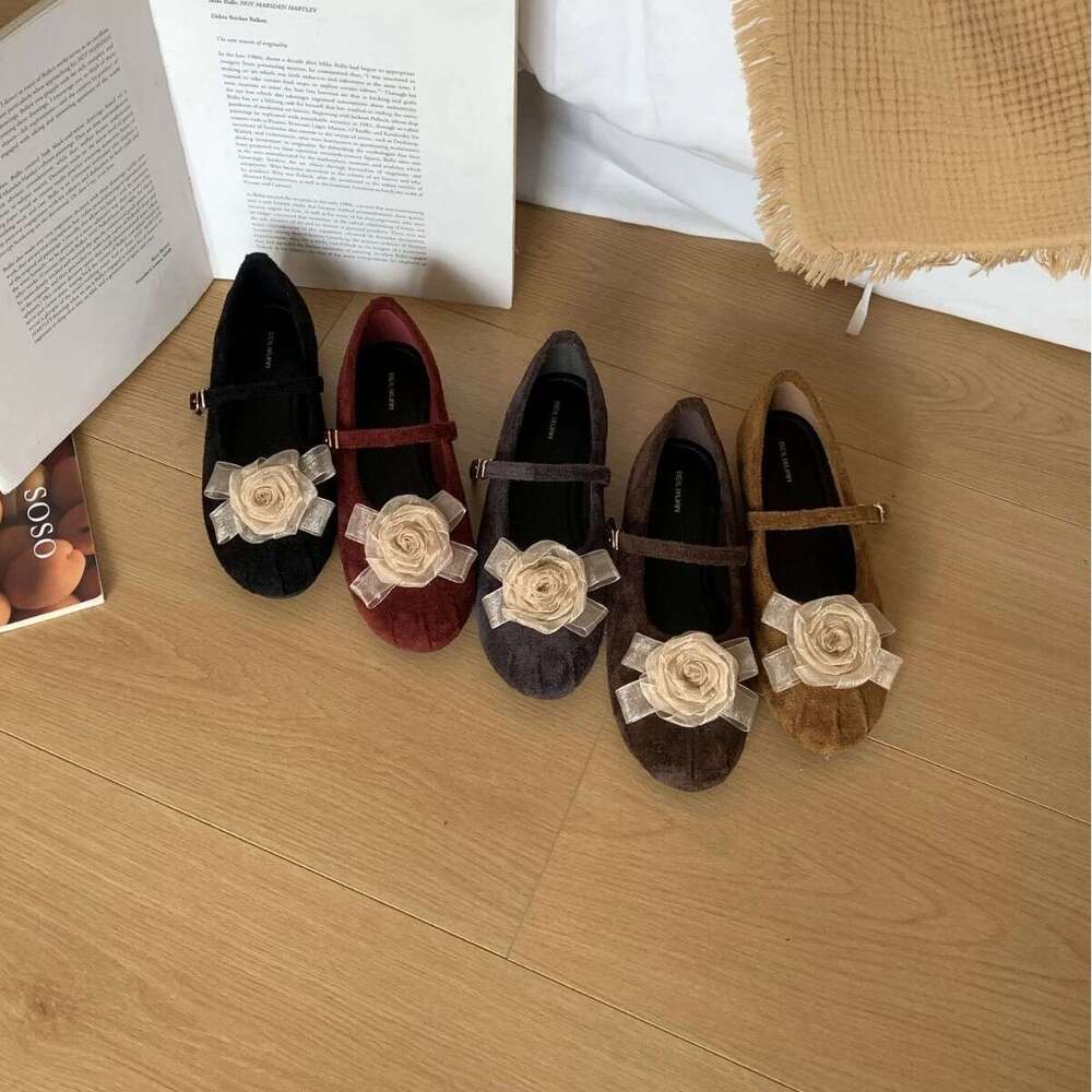New Chinese Evening Style Height-Increasing Red Wedding Shoes One-Strap Mary Jane Designer Shoe Bow Ballet Flats for Women