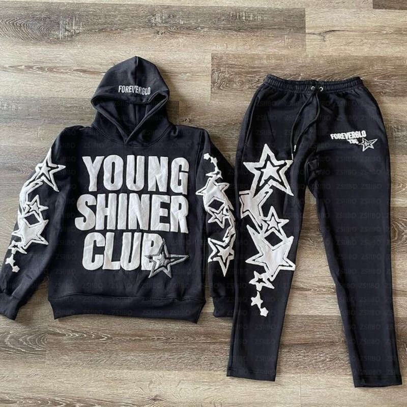 Gothic Hip-Hop Casual Pullover Hoodie Fashion High Street Star Letter Print Unisex Sweatshirt