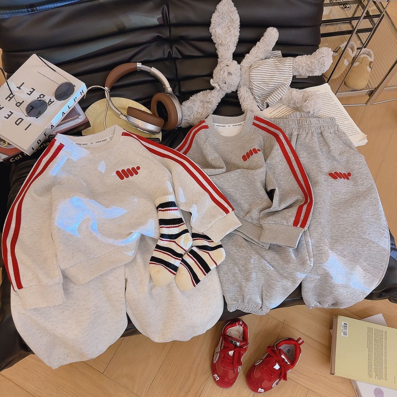 Premium luxury kids clothing 2025 Children's 2-Piece Cotton Set, Striped Hoodie Outfit for Spring and Autumn Free Shipping