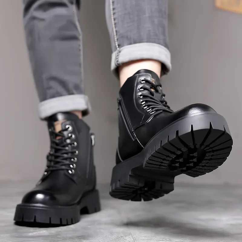 Winter thick soled Mens boots Outdoor waterproof laceup genuine leather boots male Comfortable warm leather shoes Botas Zapatos W251024