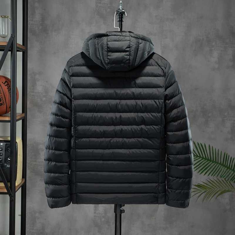 Men Down Padded Jacket Lightweight Autumn Winter Windproof Puffer Coat Mens White Duck Hooded Casual Outwear Detachable Hat Z251024