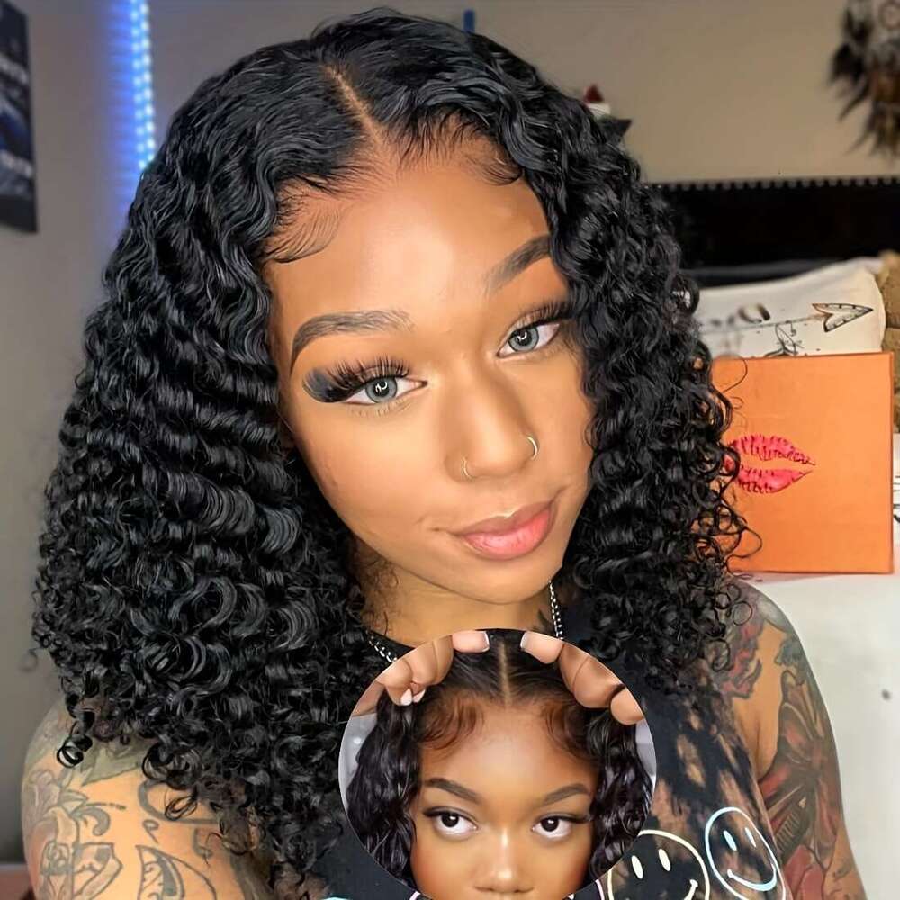UNICE Water Wave Short Bob Human Hair 7x5 HD Cut Lace Bye Glueless Wigs Bleached Knots Pre Plucked Hairline Put on and Go Beginner Wig for Women