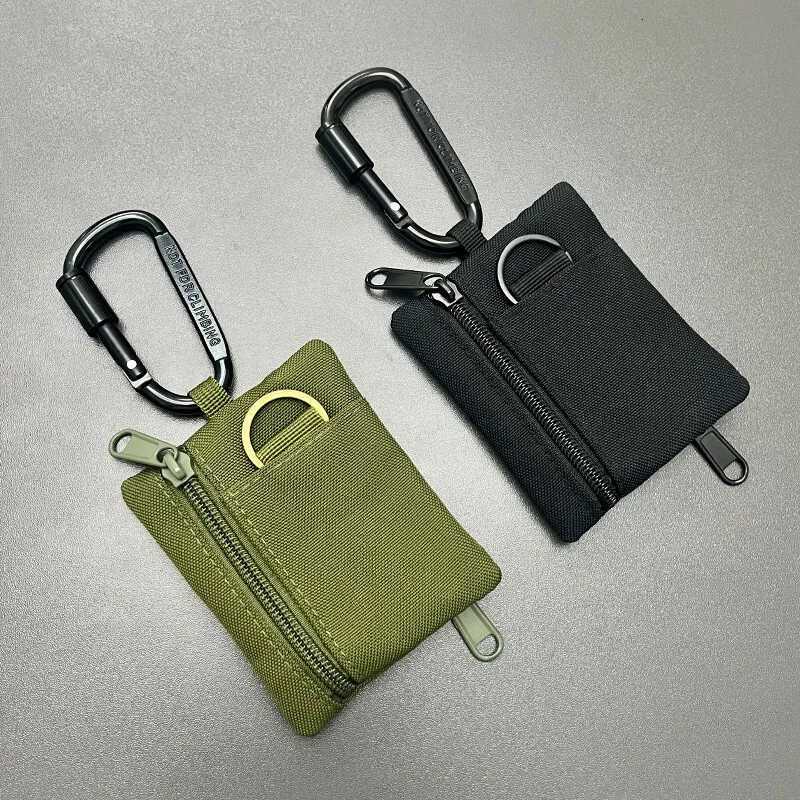 Outdoors Casual Canvas Small Wallet with Mountaineering Buckle Mini Coin Card Holder 2 Zipper Mens Key Pouch Z251023