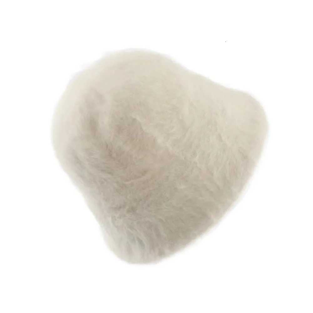 Soft Knitted Plush Bucket Cap Warm Solid Color Winter Fisherman Hat Furry Windproof Anticold Bucket Hat AutumnL251024