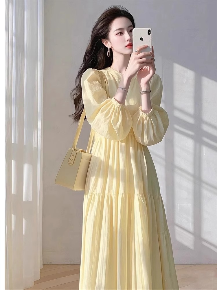 L55060 Dress Women's Holiday Style Super Fairy Waist Long Skirt 2025 Spring New Style Skirt