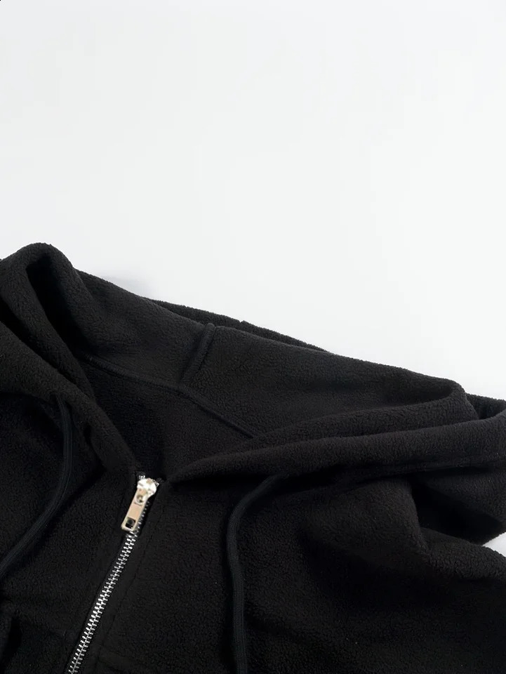 Plus Size Womens Hooded Jackets Casual Trendy Drawstring Long Sleeve Pockets Zip Up Coat Fall Winter Solid Color Fleece Jacket 251020