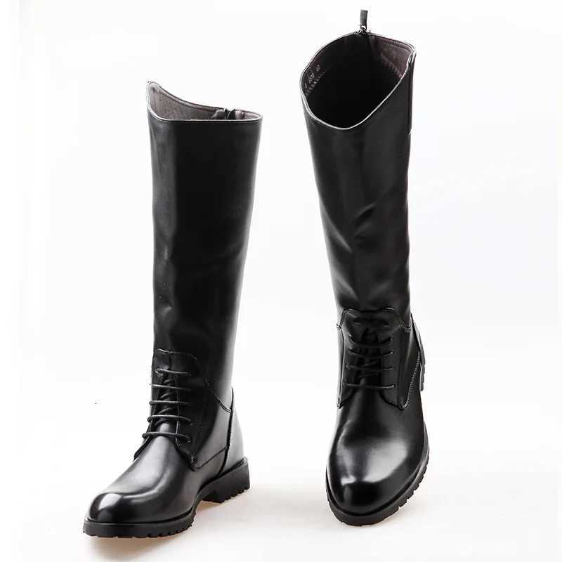 Fashion Casual Tall Leather Boots Back Zipper Mens Cowboy Boots Long Cavalier Soft Leather Riding Boots Motorcycle Boots 3746 W251024