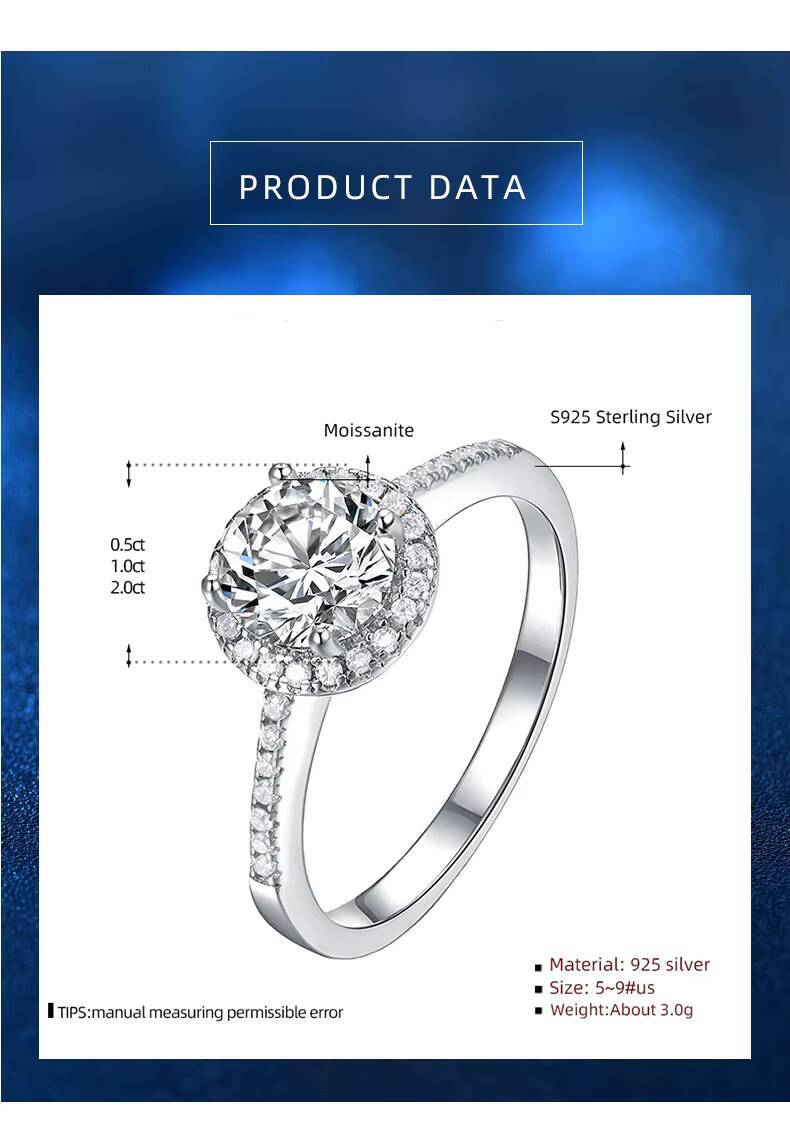 Factory Prices Excellent Cut 05ct 1ct 2ct 3ct Various Size White Color DVVS Moissanite Engagement Wedding Diamond Ring
