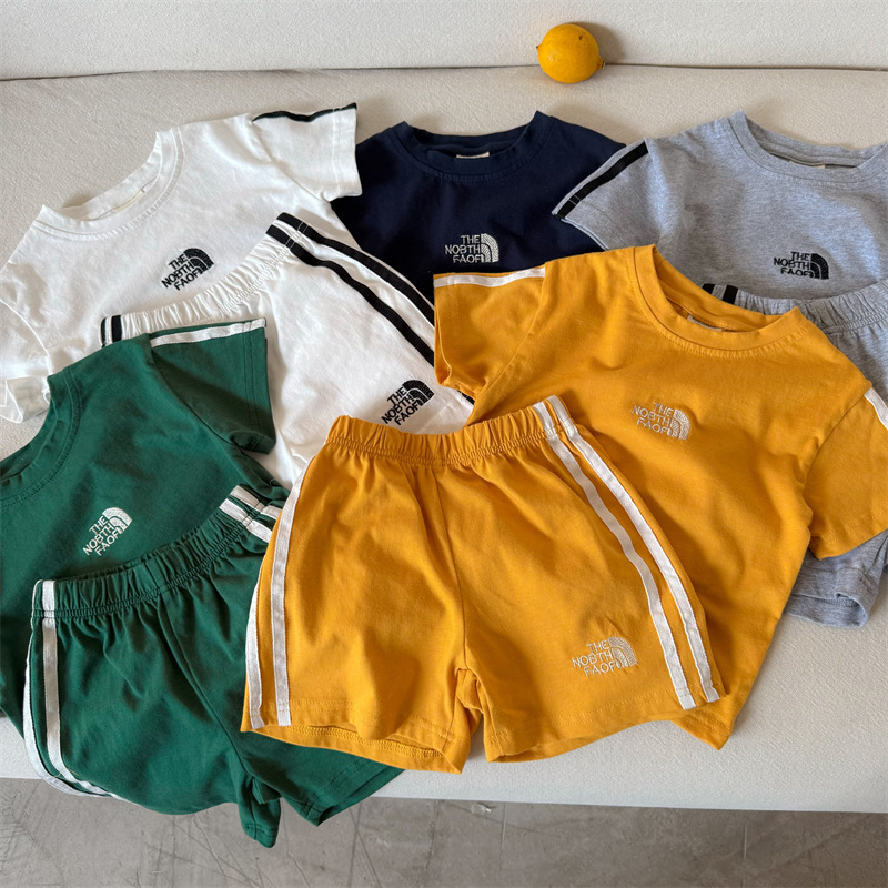 kids clothing designers Boys Short Sleeve Set 2-Piece 2025, American Style Sporty Shorts Outfit, Lightweight Summer Clothes for Kids Free Shipping