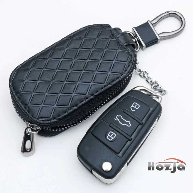 Leather Car Zipper Key Case Key Cover Remote Control Protective Bag Gift 2025 Z251023