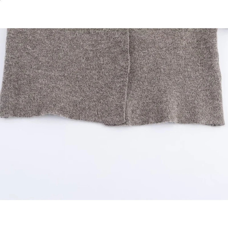 YENKYE Gray Knit Bomber Jacket For Women Lantern Sleeve Stand Collar Casual Autumn Winter Coat 251018