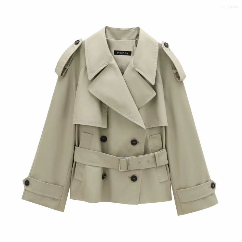 Women's Jackets Casual Outerwear Chic Overcoat DiYiG WOMAN 2025 Autumn Fashion Short Trench Coat Retro Long Sleeve Button