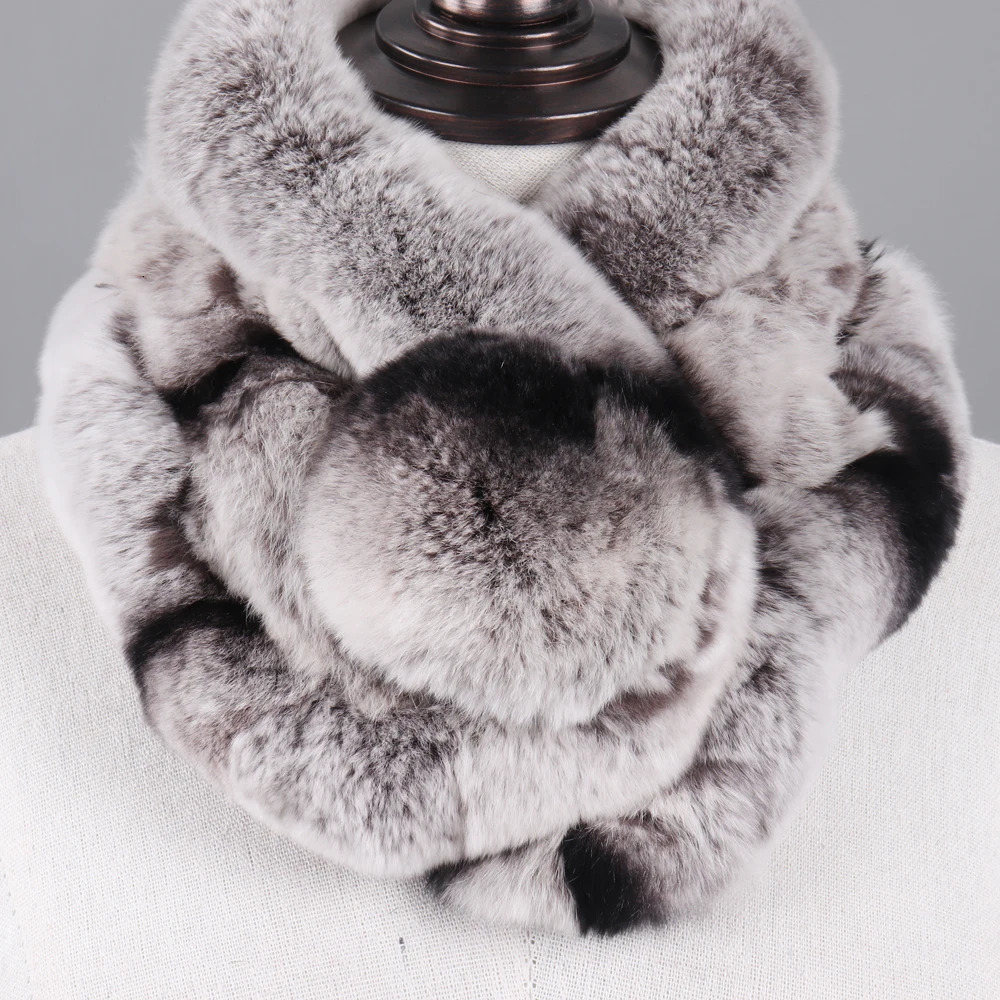 Winter Natural Rex Rabbit Fur Ring Scarf Women Warm Real Rex Rabbit Fur Mufflers Russian Lady Genuine Rex Rabbit Fur Scarves 251020