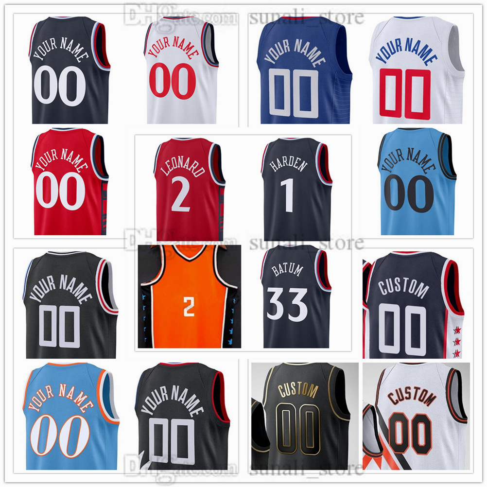 Men's XS-6XL Basketball Jerseys 1 Harden 2 Leonard 3 Paul Bogdan 10 Bogdanovic Ivica 40 Zubac Brook 11 Lopez Bradley 0 Beal Nicolas 33 Batum Kris 8 Dunn 12 Christie Printed