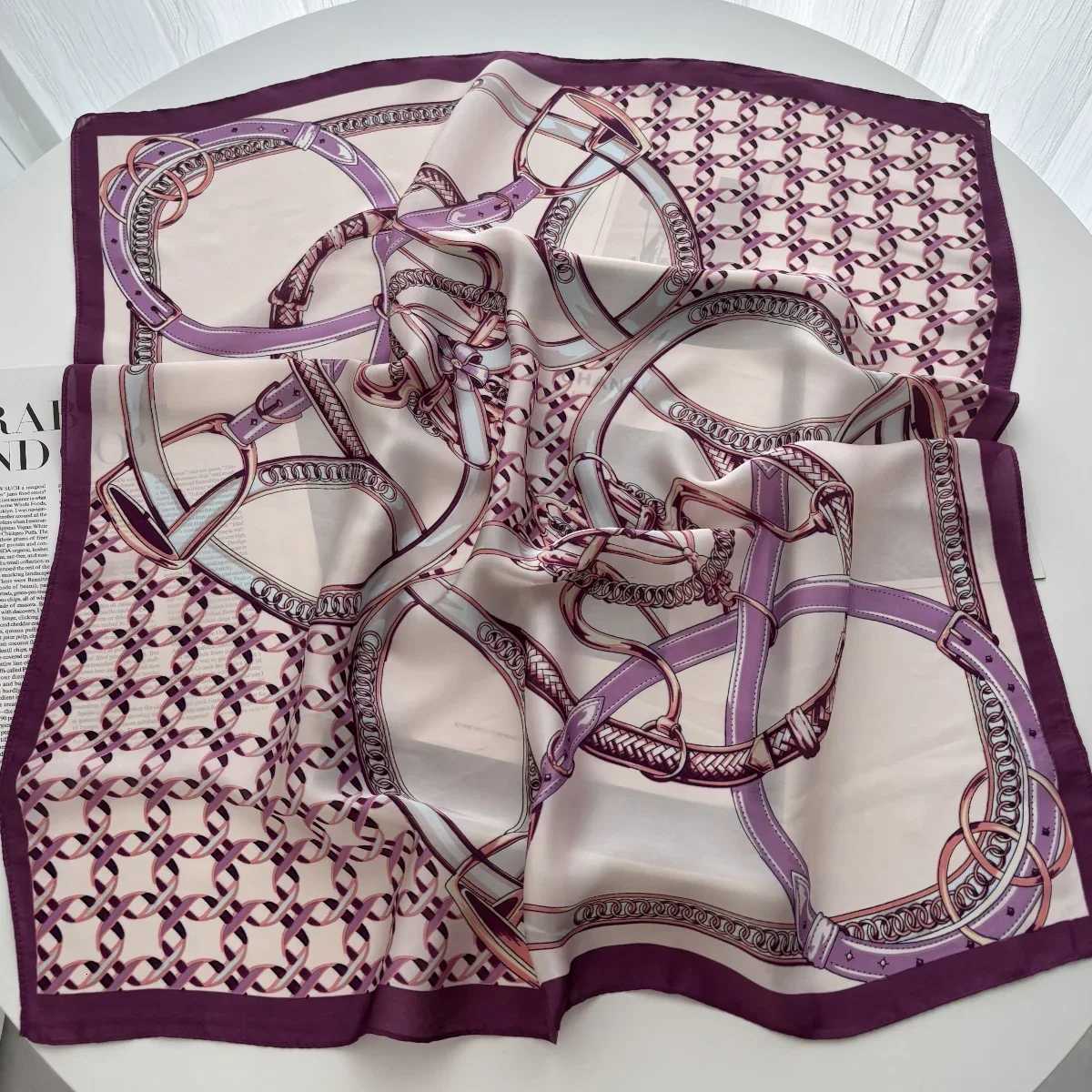 ral Print Shl Square Scarf for Wen Soft Satin Neckerchief Fem Hair Bands Ribbon band Bandana 70X70CM Y251024