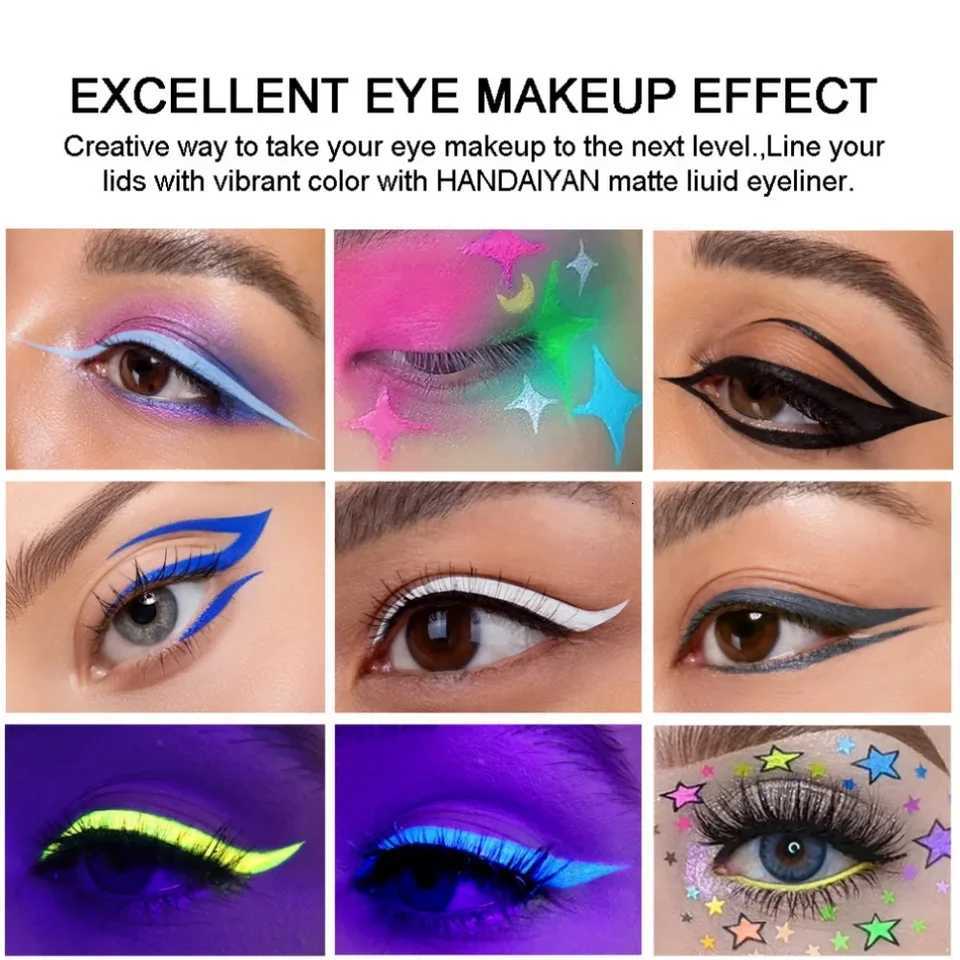 12pcs Colorful Waterproof Eyeliner Pen Set Fluorescent Matte LongLasting 24hrs Eye Liner Pencils for Face Makeup DecorationL251024