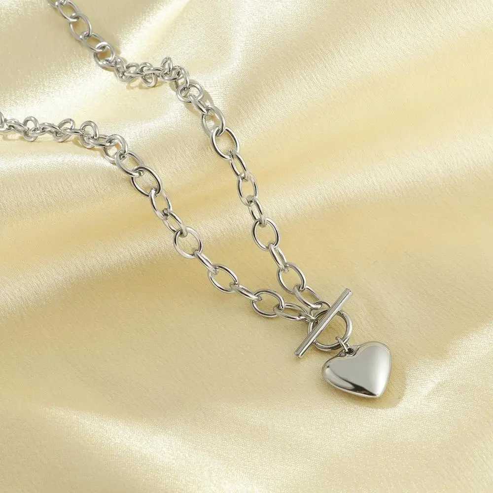 Stainl Steel Heart OT Buckle Necklace For Women Thick Clavicle Chain Unique Birtay Wedding Party Jewelry Gifts NewXJ251024