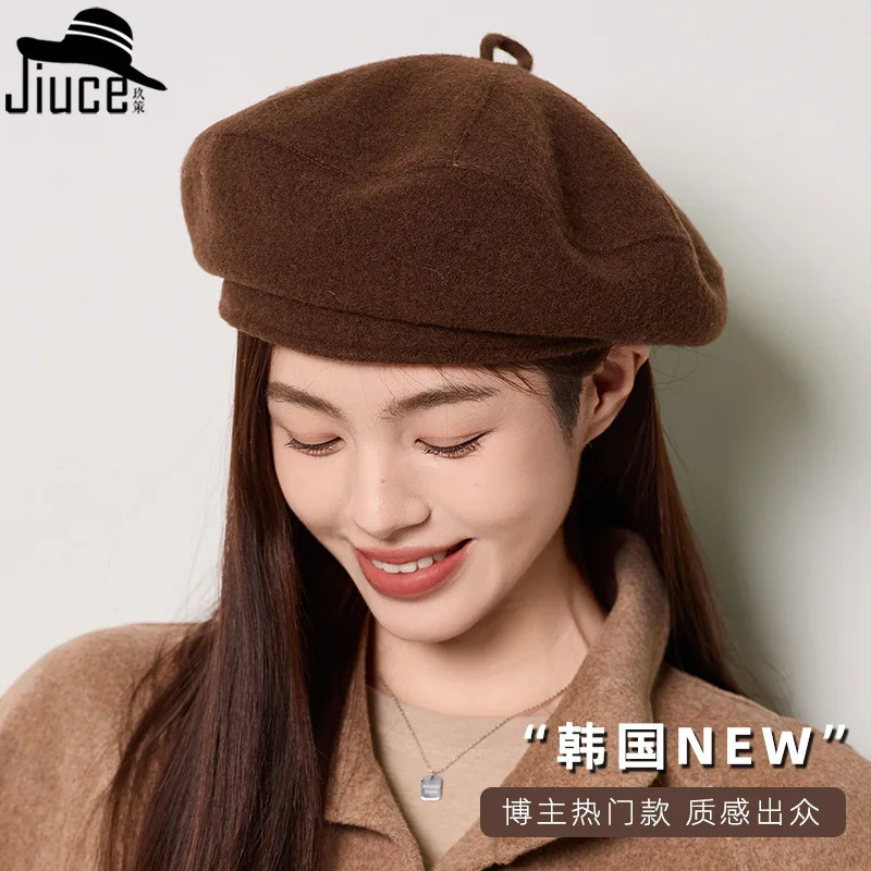 High Quality Wool Beret womens Winter Style Face Enhancing Pumpkin Hat Fashion highend Artist Hat Gorros 4m720 251023