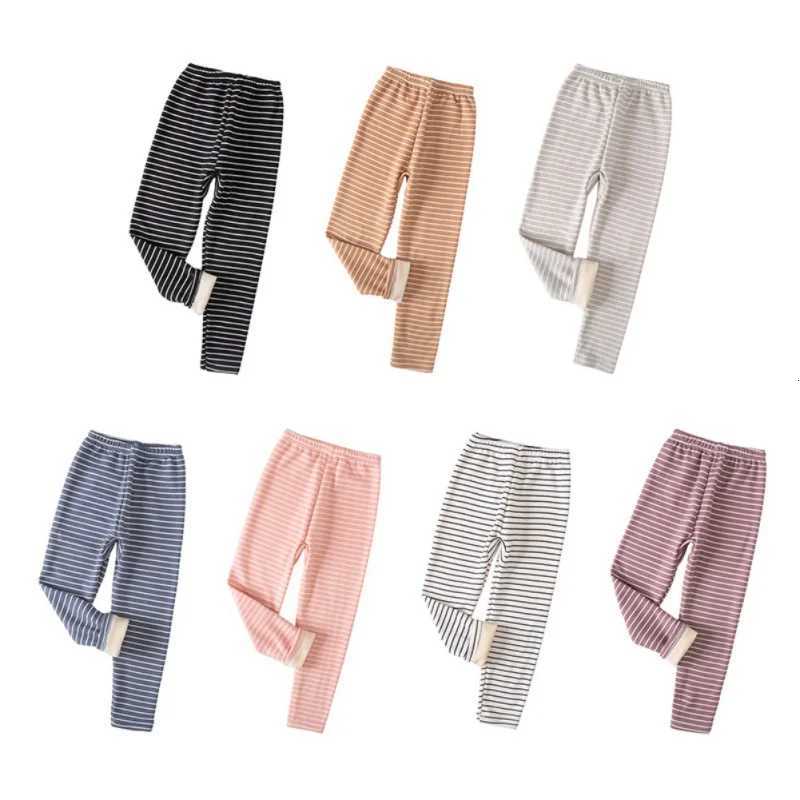Girls Pants Childrens Winter Thickened Warm Trousers Warm Elastic Leggings Boys Feet Pants Striped Home Pants Sleeping PantsT251024