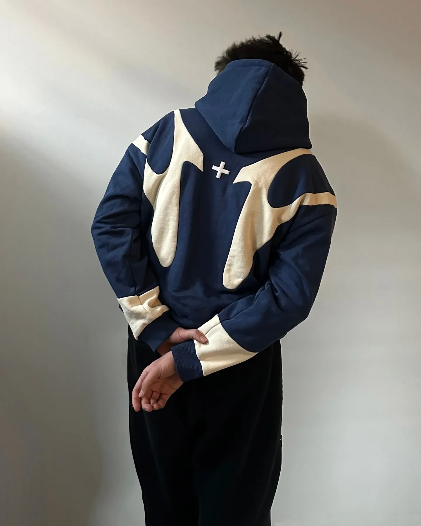 Y2k Vintage Gothic Geometric Pattern Patchwork Zipper Hoodie Men Casual Sportswear Retro Oversized Loose Warm Sweatshirt 251018