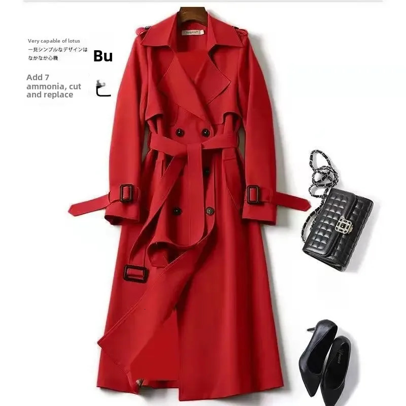 MidLength Womens Coat OverKnee British Style Windbreaker Long Sleeve Zipper Closure Casual Fashion Outerwear 251021