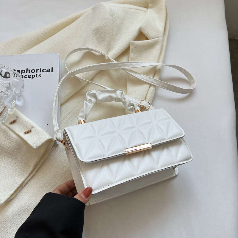 Women's Simple Textured Quilted Stitching Pleated Handbag 2023 Spring Summer New Fashionable Single Shoulder Crossbody Bag Trendy