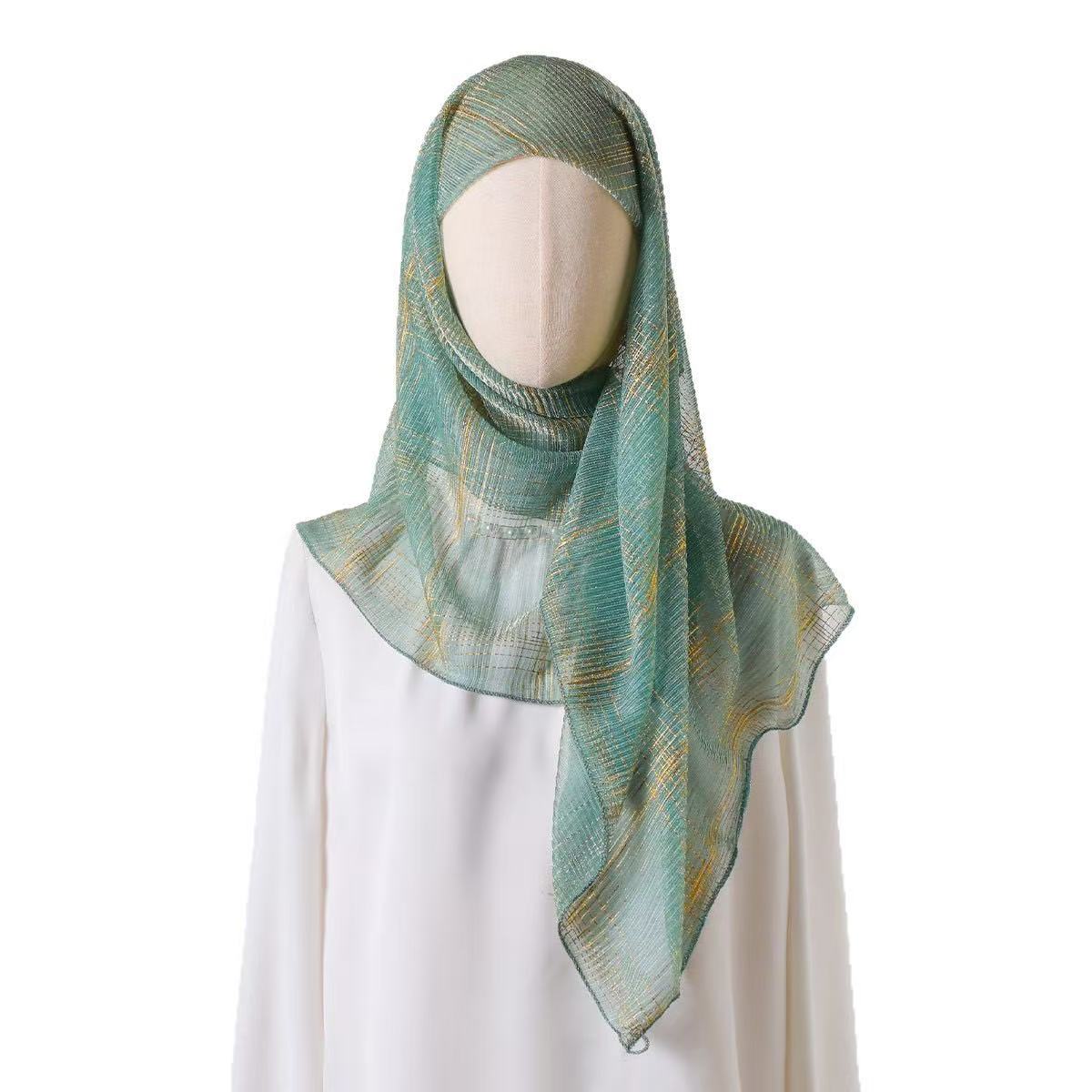 T2141 Spring and Summer New Foreign Trade Korean Version Women's Fashion Temperament Gold Silk Long Scarf Advanced Shawl Dual-purpose Scarf